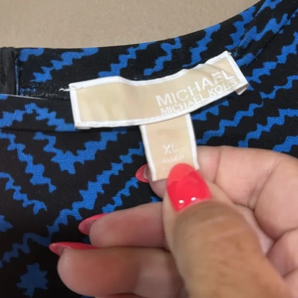 Michael Kors Blue Black Long Sleeve Sheath Dress Womans XL, great condition. - Picture 4 of 6